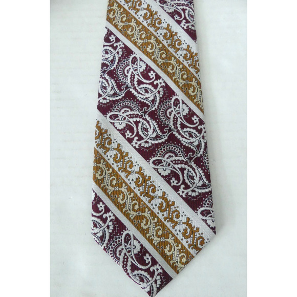 Vtg Rockabilly 60's Clip On Tie Necktie Textured Mr.John Snapper WIDE Gold Swirl - Picture 2 of 5